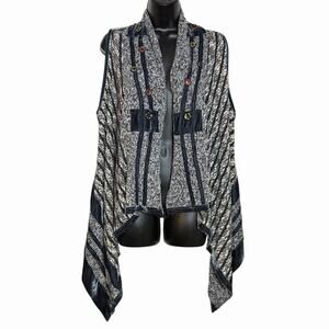 NEW W TAG BOHO ANIS A SWEATER VEST LAGENLOOK HIPPIE TEXTURED KNIT & VELVET SZ S